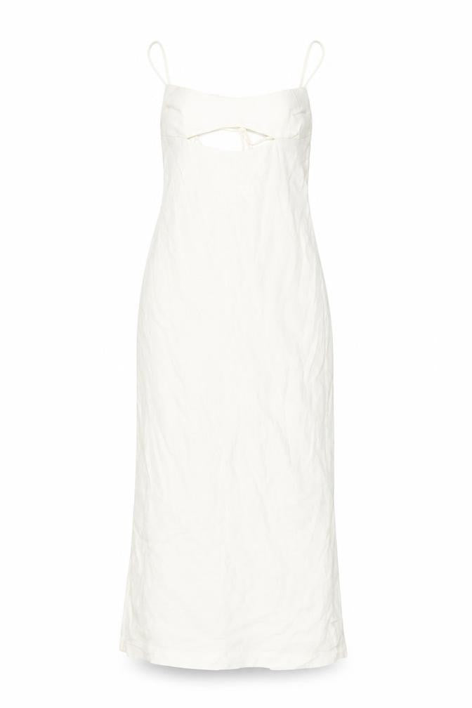 Zara Women’s White Midi Slip Dress Size 12 Viscose Strappy Summer