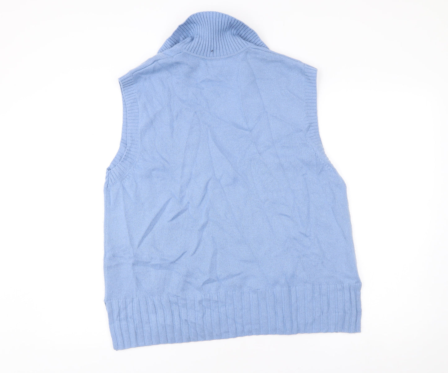 Jaeger Womens Blue Wool Cashmere V-Neck Sleeveless Vest Jumper L