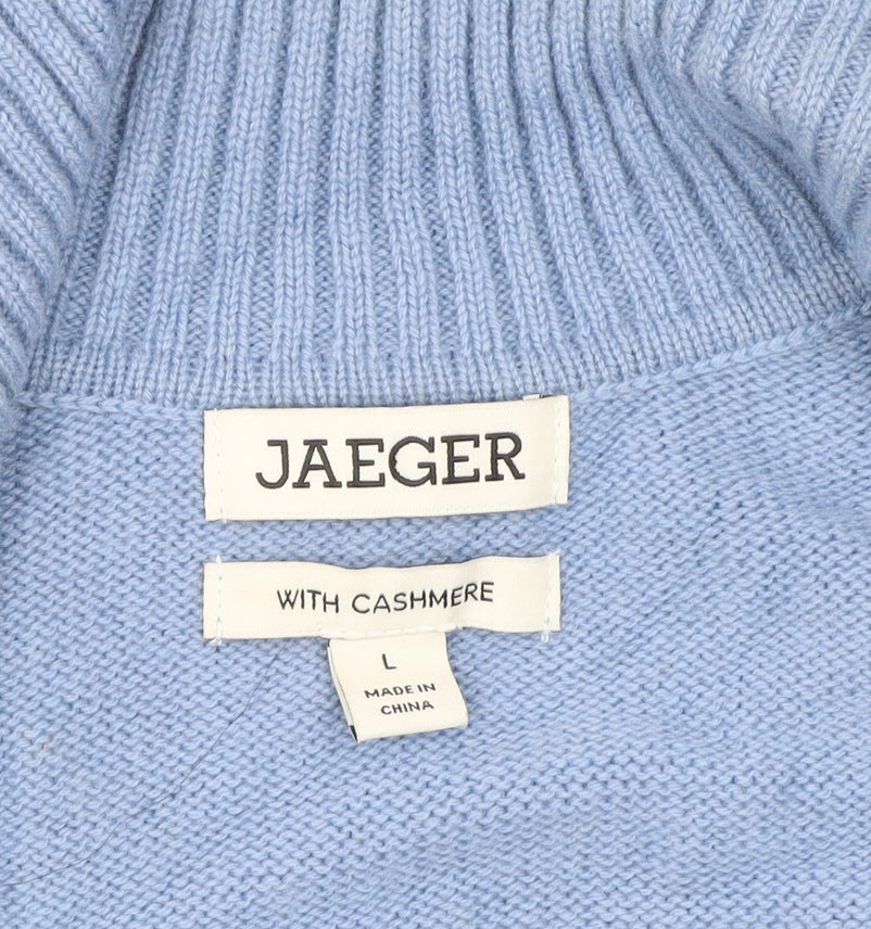 Jaeger Womens Blue Wool Cashmere V-Neck Sleeveless Vest Jumper L