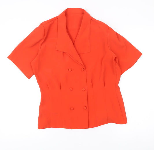 Marks and Spencer Women’s Orange Blouse Size 10 Short Sleeve Collared