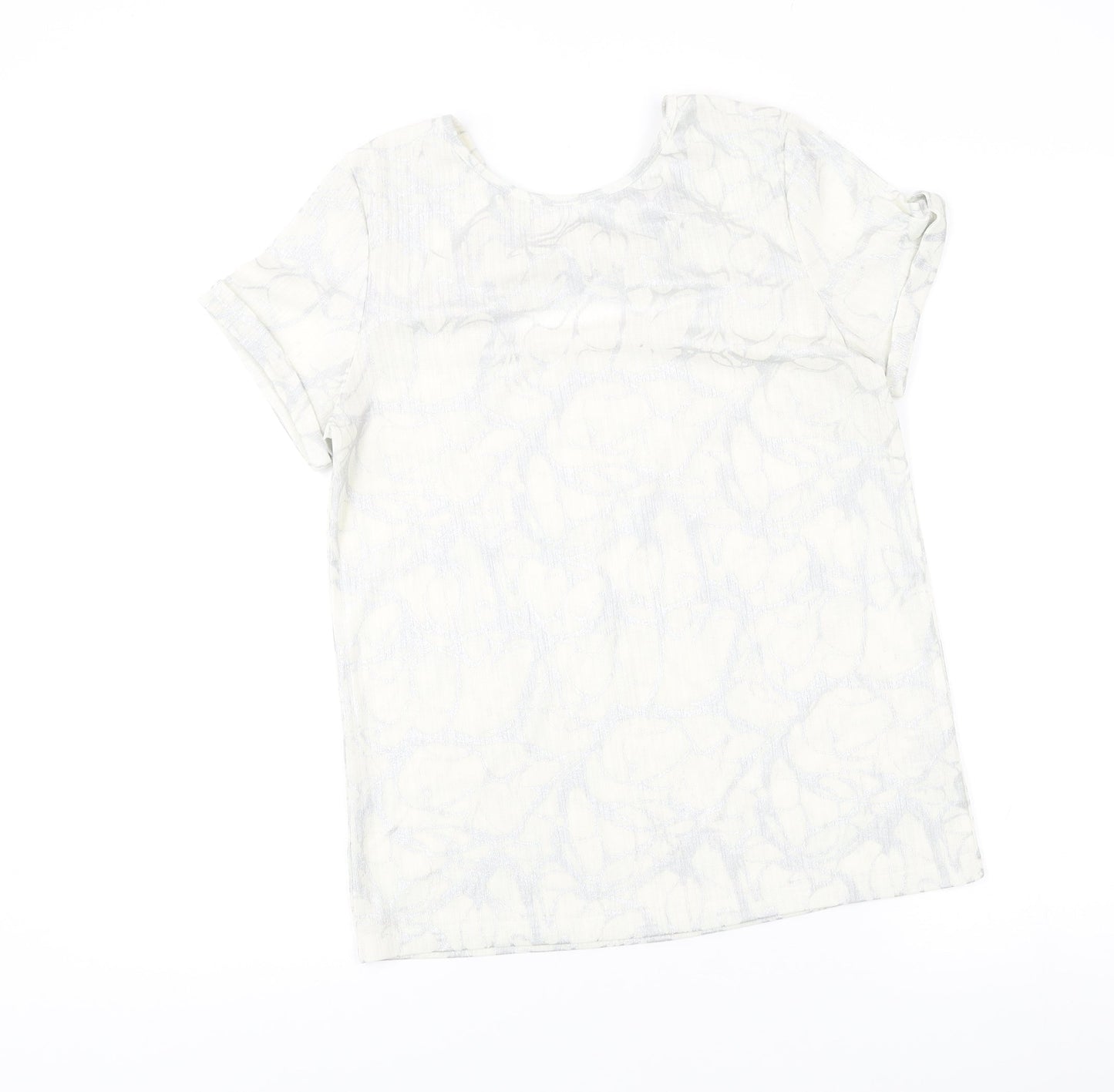Klass Women’s Ivory Short Sleeve Scoop Neck Bow Blouse M