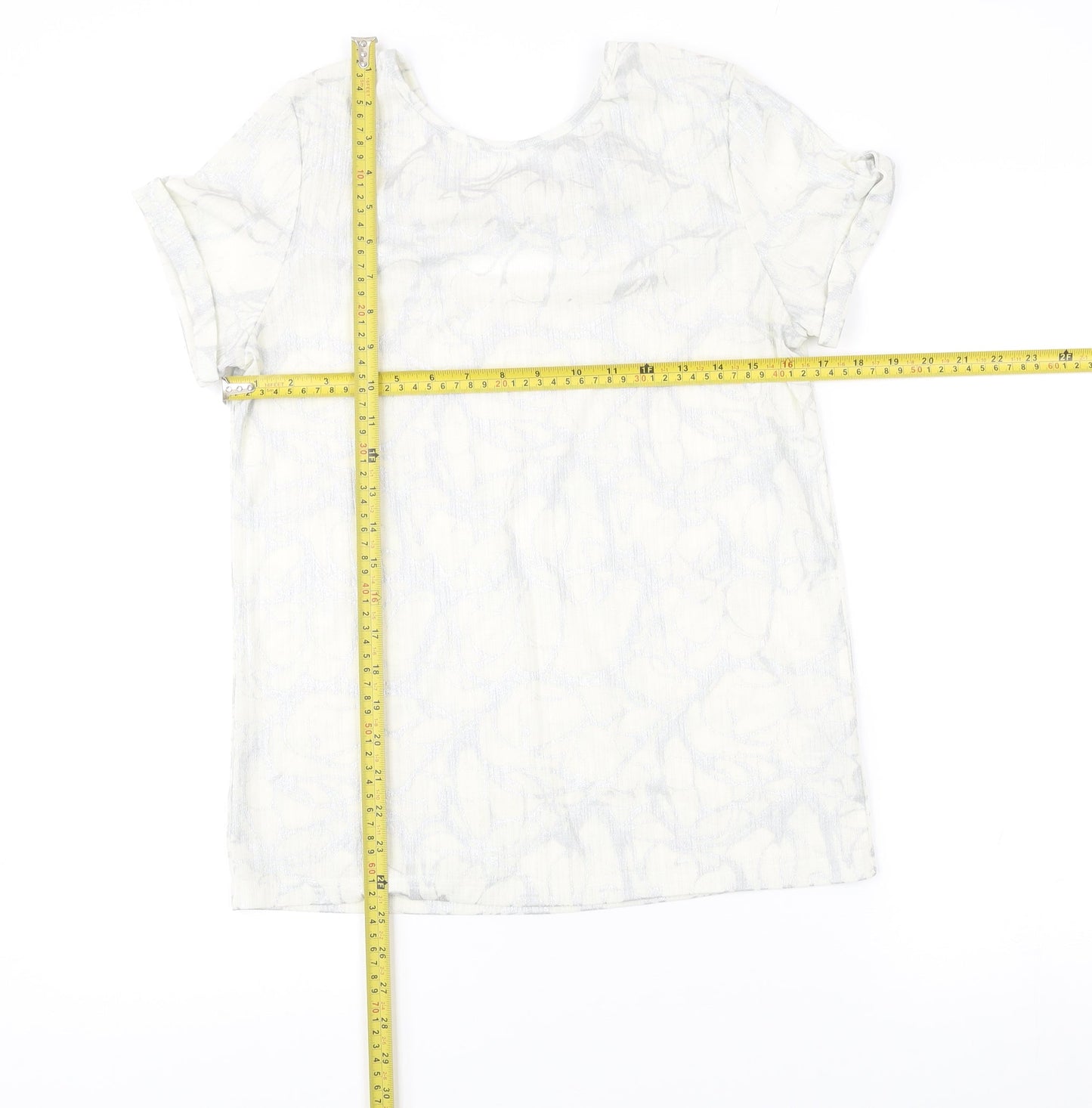 Klass Women’s Ivory Short Sleeve Scoop Neck Bow Blouse M