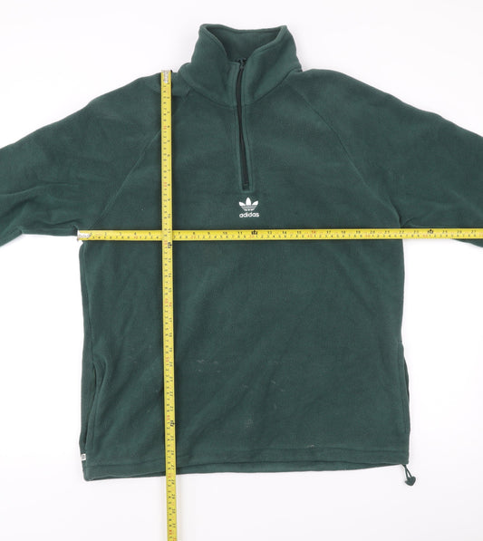 Adidas Men’s Green Fleece Sweatshirt M 1/2 Zip High Neck Logo