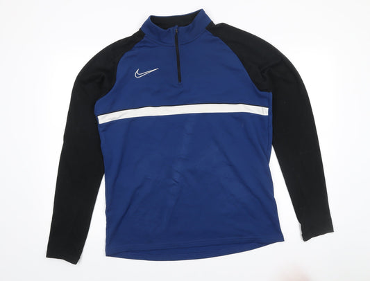Nike Men’s Blue Black 1/4 Zip Dri-FIT Sweatshirt M Long Sleeve Sports Top