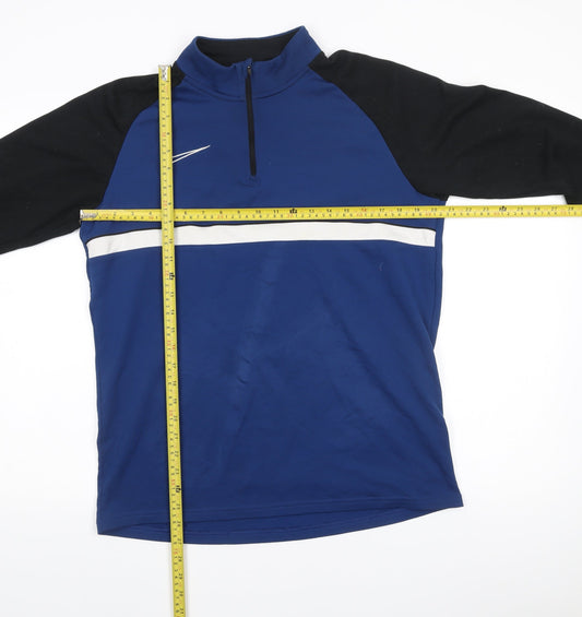 Nike Men’s Blue Black 1/4 Zip Dri-FIT Sweatshirt M Long Sleeve Sports Top