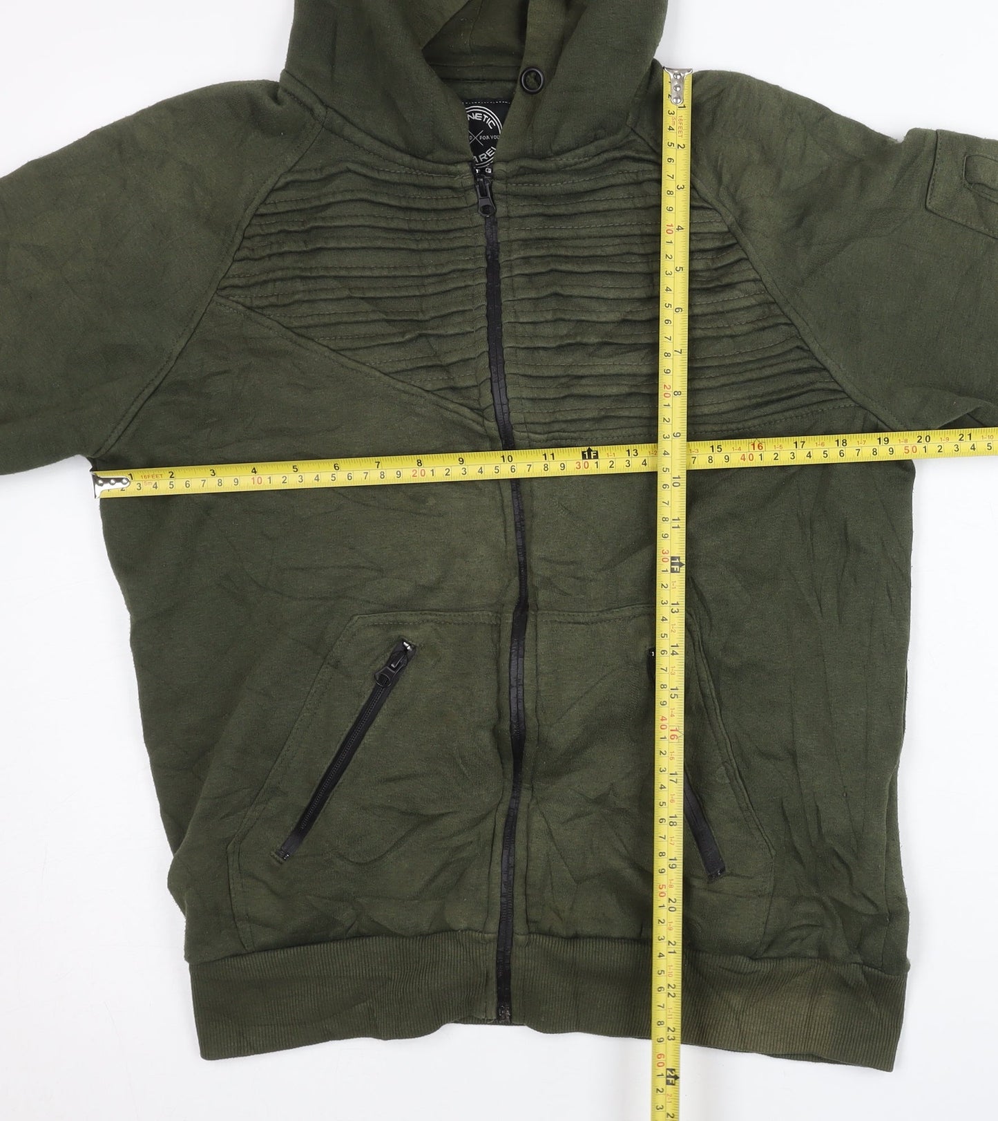 Genetic Apparel Men’s Green Full Zip Hoodie L Quilted Zip Pockets