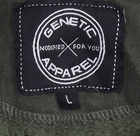 Genetic Apparel Men’s Green Full Zip Hoodie L Quilted Zip Pockets