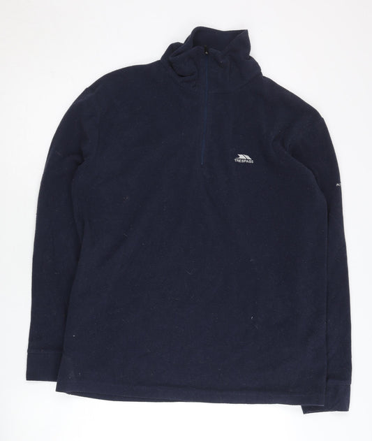 Trespass Men's Blue Fleece Pullover Sweatshirt M 1/4 Zip High Neck