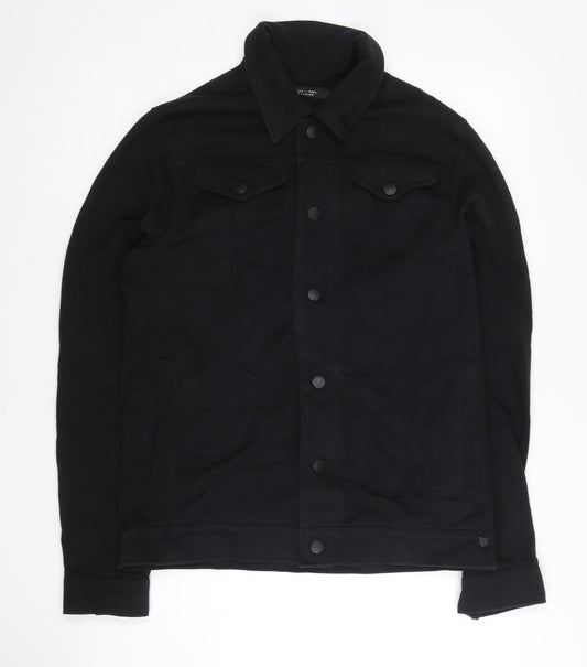 Jack & Jones Men’s Black Twill Button Jacket Size M Regular Fit