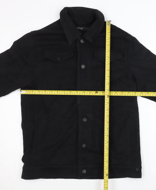 Jack & Jones Men’s Black Twill Button Jacket Size M Regular Fit