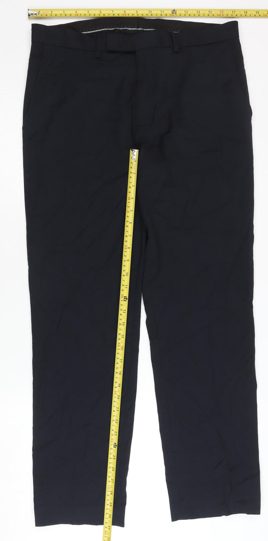 Moss Esq. Men's Black Regular Fit Dress Trousers Size 34W
