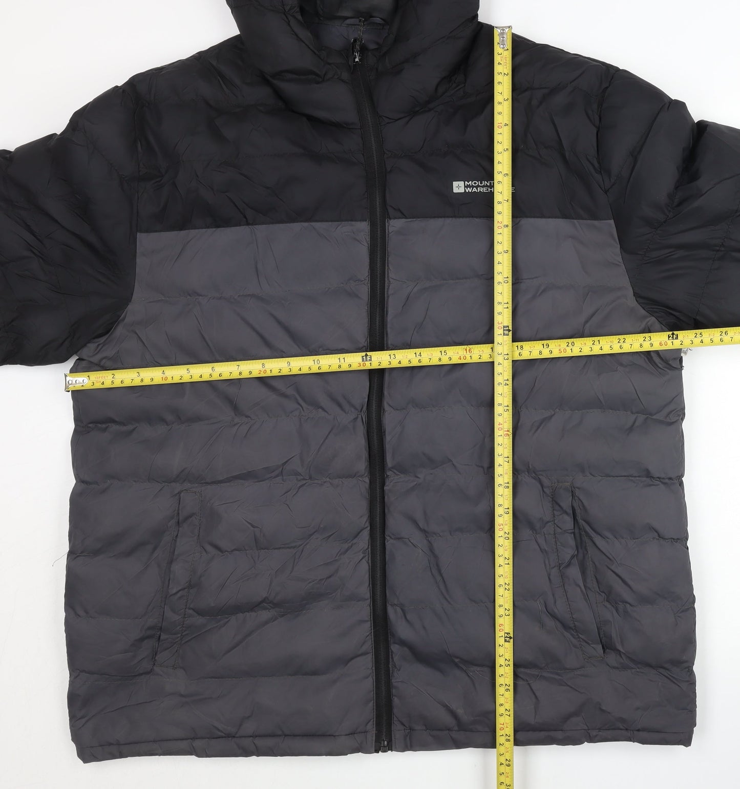 Mountain Warehouse Men’s Black XL Puffer Jacket Hooded Water Resistant