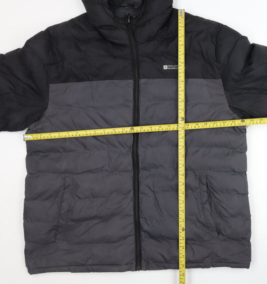 Mountain Warehouse Men’s Black XL Puffer Jacket Hooded Water Resistant