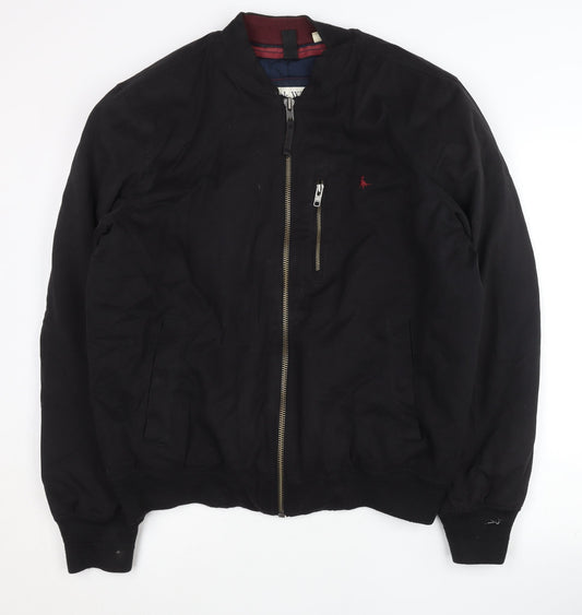 Jack Wills Mens Black Bomber Jacket L Cotton Blend Casual