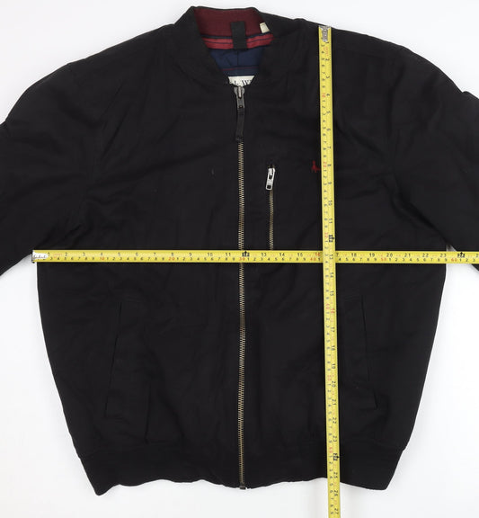 Jack Wills Mens Black Bomber Jacket L Cotton Blend Casual