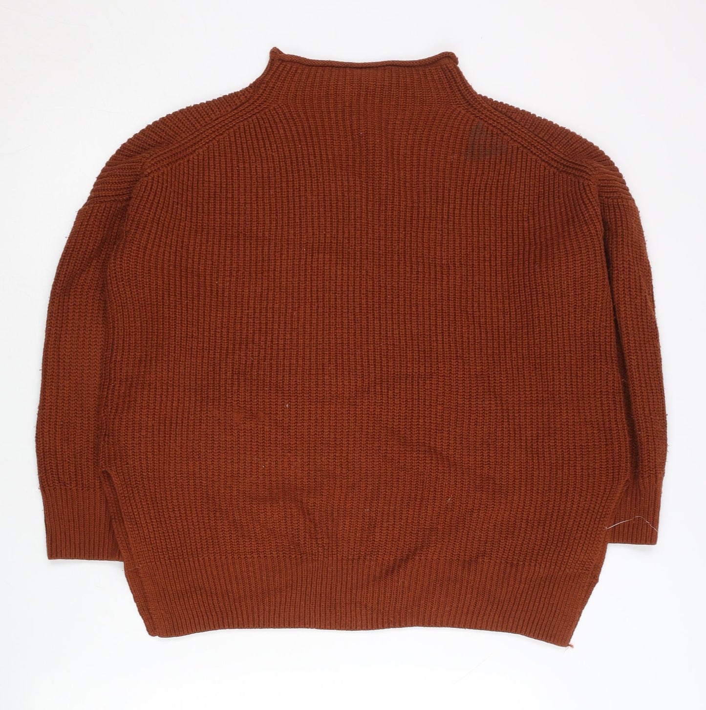 Topshop Women Brown Size 8 Mock Neck Chunky Knit Pullover Jumper