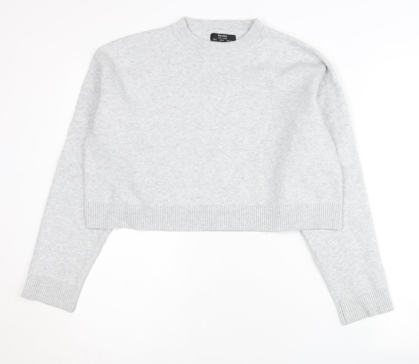 Bershka Women’s Grey Crew Neck Pullover Jumper Size 8