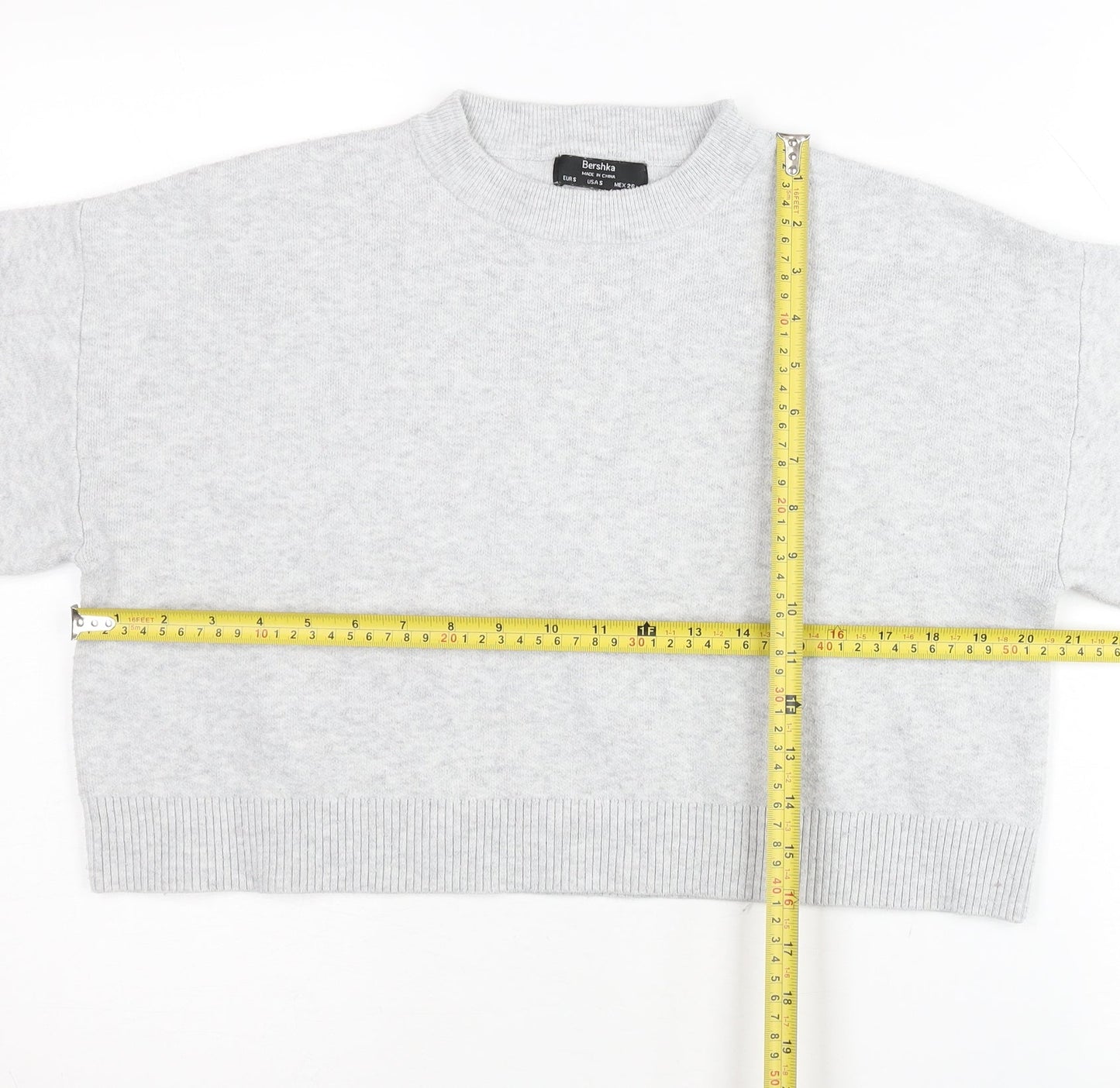 Bershka Women’s Grey Crew Neck Pullover Jumper Size 8