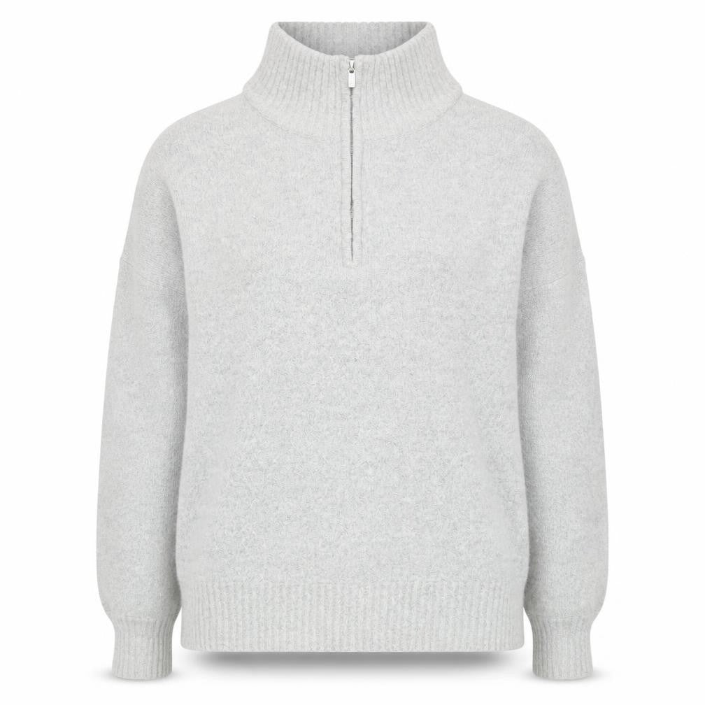 French Connection Women’s Grey XS 1/4 Zip High Neck Knit Jumper