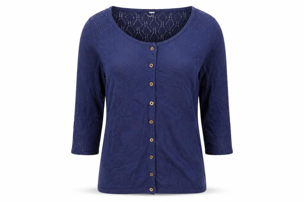 Womens UK 10 Regular Weird Fish Blue Cardigan Open-Knit