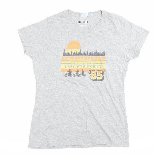 Port & Company Women’s Grey Stranger Things 80s Graphic T-Shirt Size S