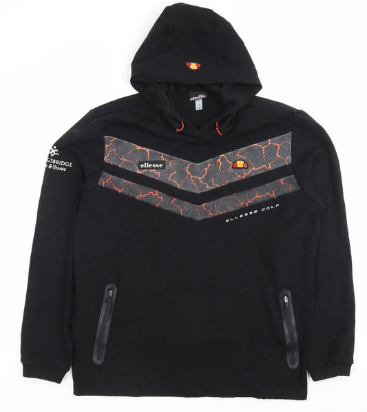 Ellesse Men’s Black XL Pullover Hoodie Graphic Print Sportswear