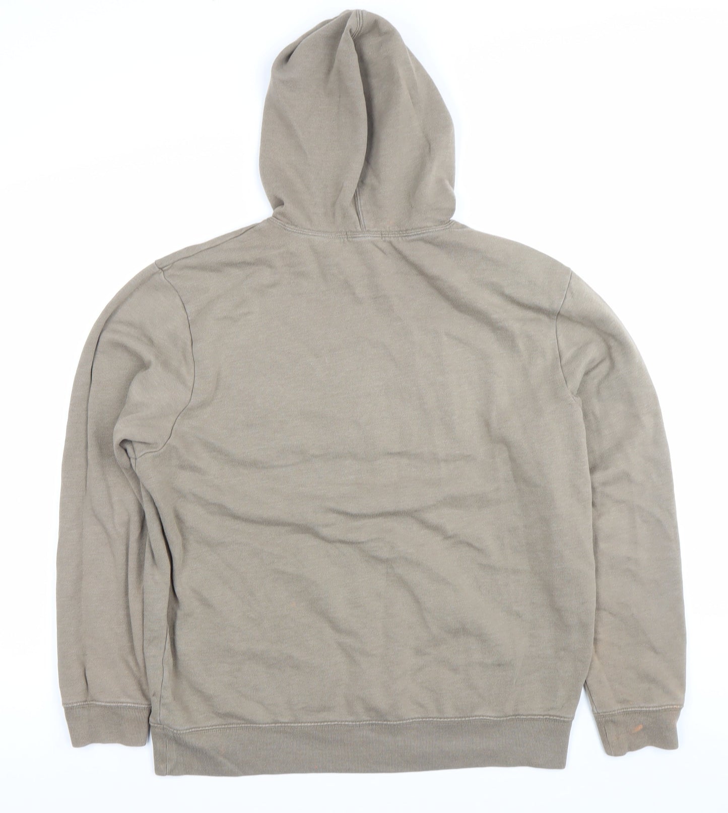 GAP Men’s Beige Pullover Hoodie L Logo Fleece Cotton Blend