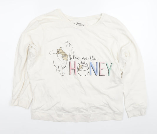 Disney Winnie the Pooh Women’s Ivory Cotton Sweatshirt Jumper Size L