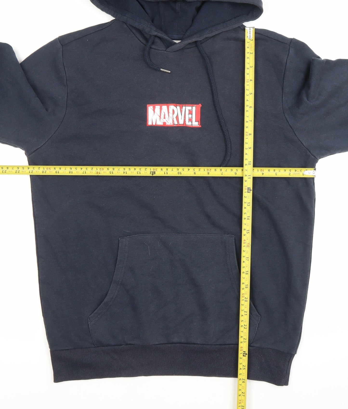Marvel Men’s Blue Pullover Hoodie M Regular Fit Graphic Logo