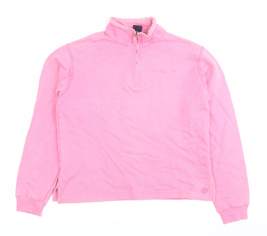 Chatham Womens Pink Small 1/4 Zip Cotton Sweatshirt Jumper