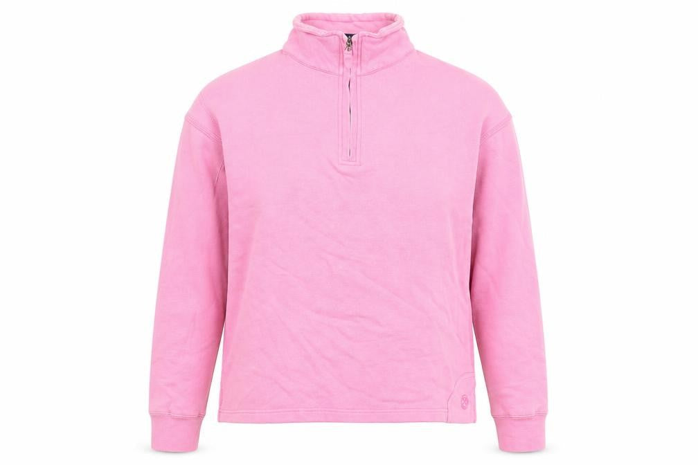 Chatham Womens Pink Small 1/4 Zip Cotton Sweatshirt Jumper