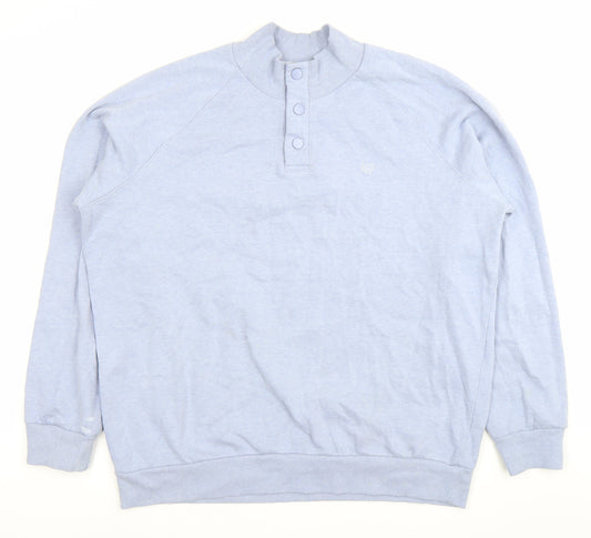 Lincoln Men’s Blue XL Henley Sweatshirt Button Neck Cotton Blend