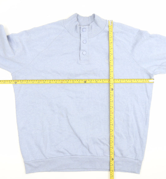 Lincoln Men’s Blue XL Henley Sweatshirt Button Neck Cotton Blend