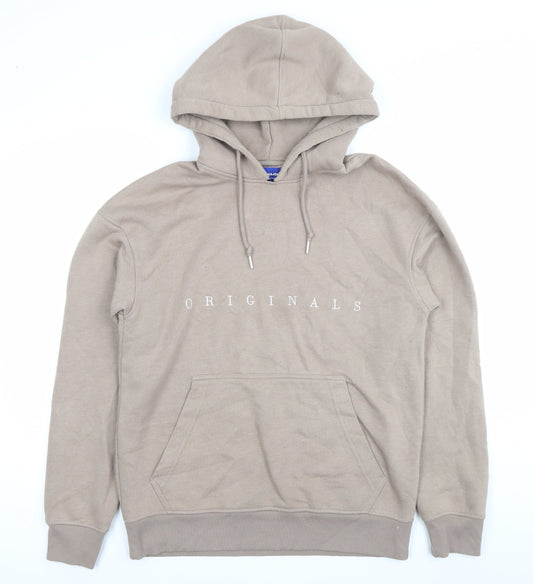 Jack & Jones Mens Beige Pullover Hoodie Size M Originals Logo