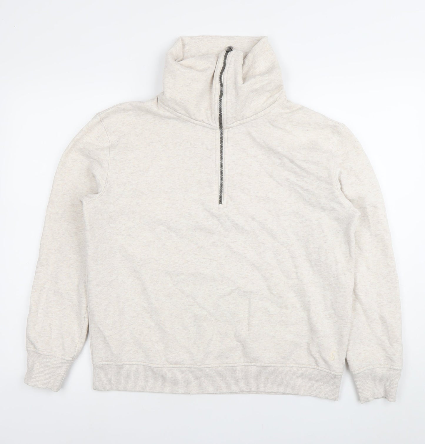 Joules Womens Beige 1/2 Zip Sweatshirt UK 12 Cotton Blend