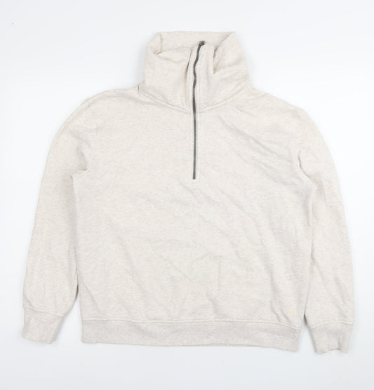 Joules Womens Beige 1/2 Zip Sweatshirt UK 12 Cotton Blend