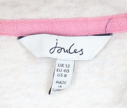 Joules Womens Beige 1/2 Zip Sweatshirt UK 12 Cotton Blend
