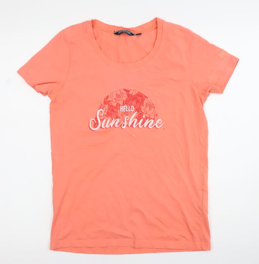 Regatta Womens Orange Cotton T-Shirt UK 12 Scoop Neck Casual