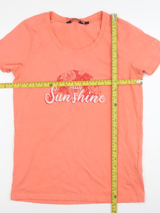 Regatta Womens Orange Cotton T-Shirt UK 12 Scoop Neck Casual