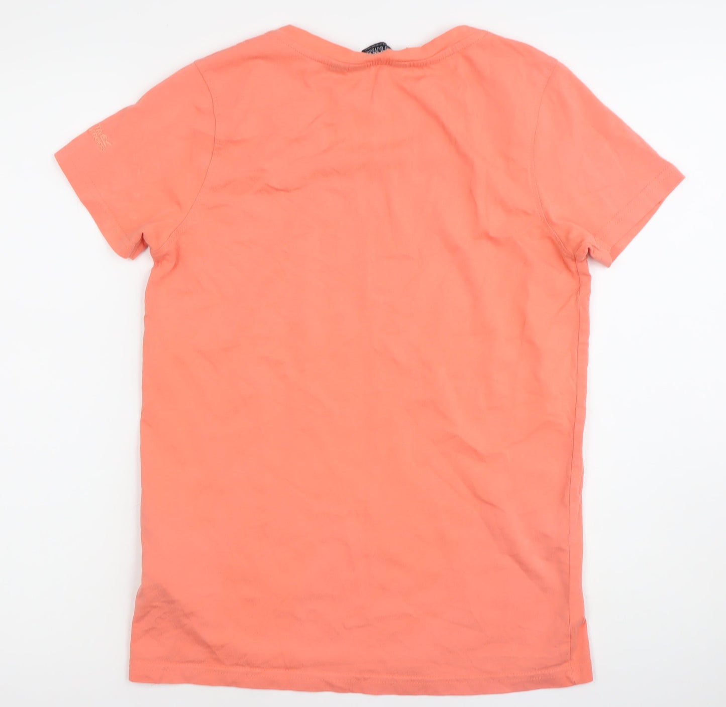 Regatta Womens Orange Cotton T-Shirt UK 12 Scoop Neck Casual