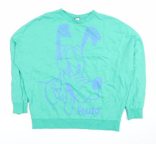George Disney Pluto Green Women's Sweatshirt Size 12 Pullover