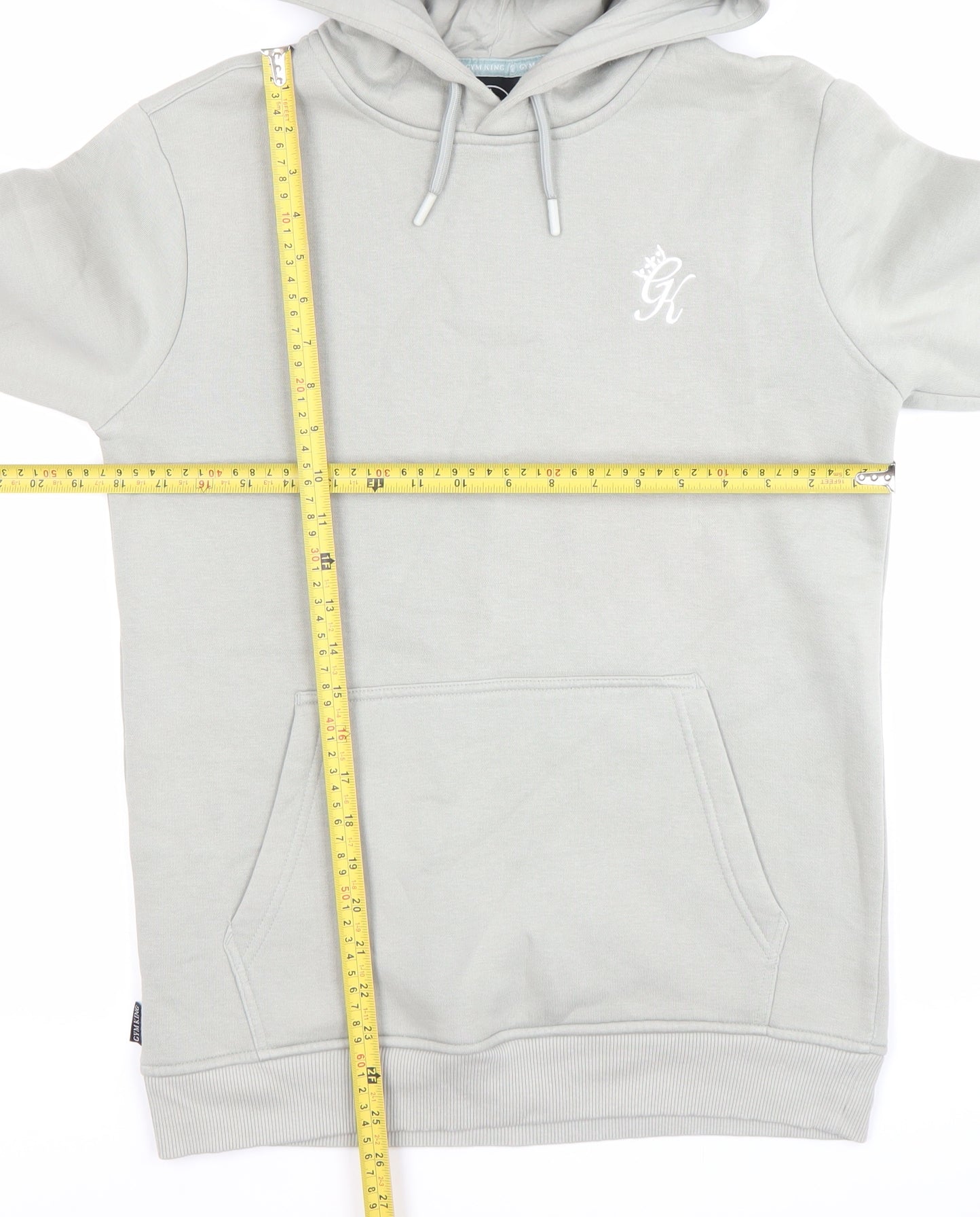 Gym King Men’s Grey Pullover Hoodie XS Slim Fit Logo Hooded