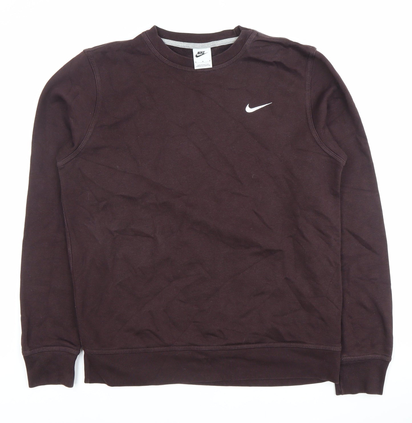 Nike Men's Brown Logo Crew Neck Pullover Sweatshirt Size M