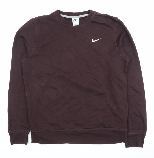 Nike Men's Brown Logo Crew Neck Pullover Sweatshirt Size M