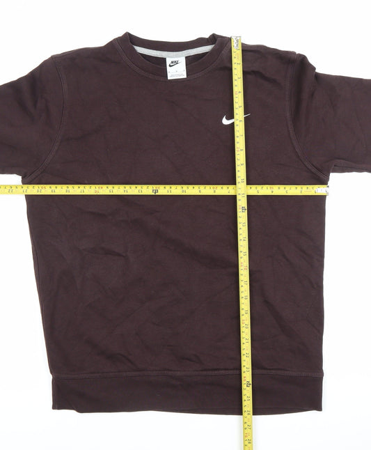 Nike Men's Brown Logo Crew Neck Pullover Sweatshirt Size M