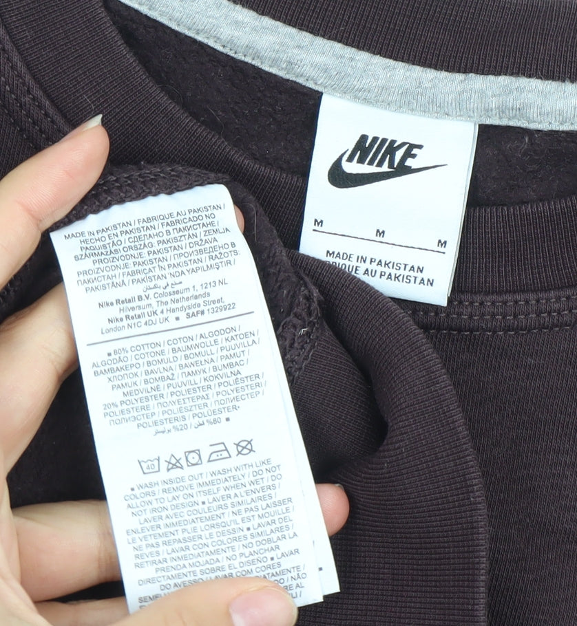 Nike Men's Brown Logo Crew Neck Pullover Sweatshirt Size M