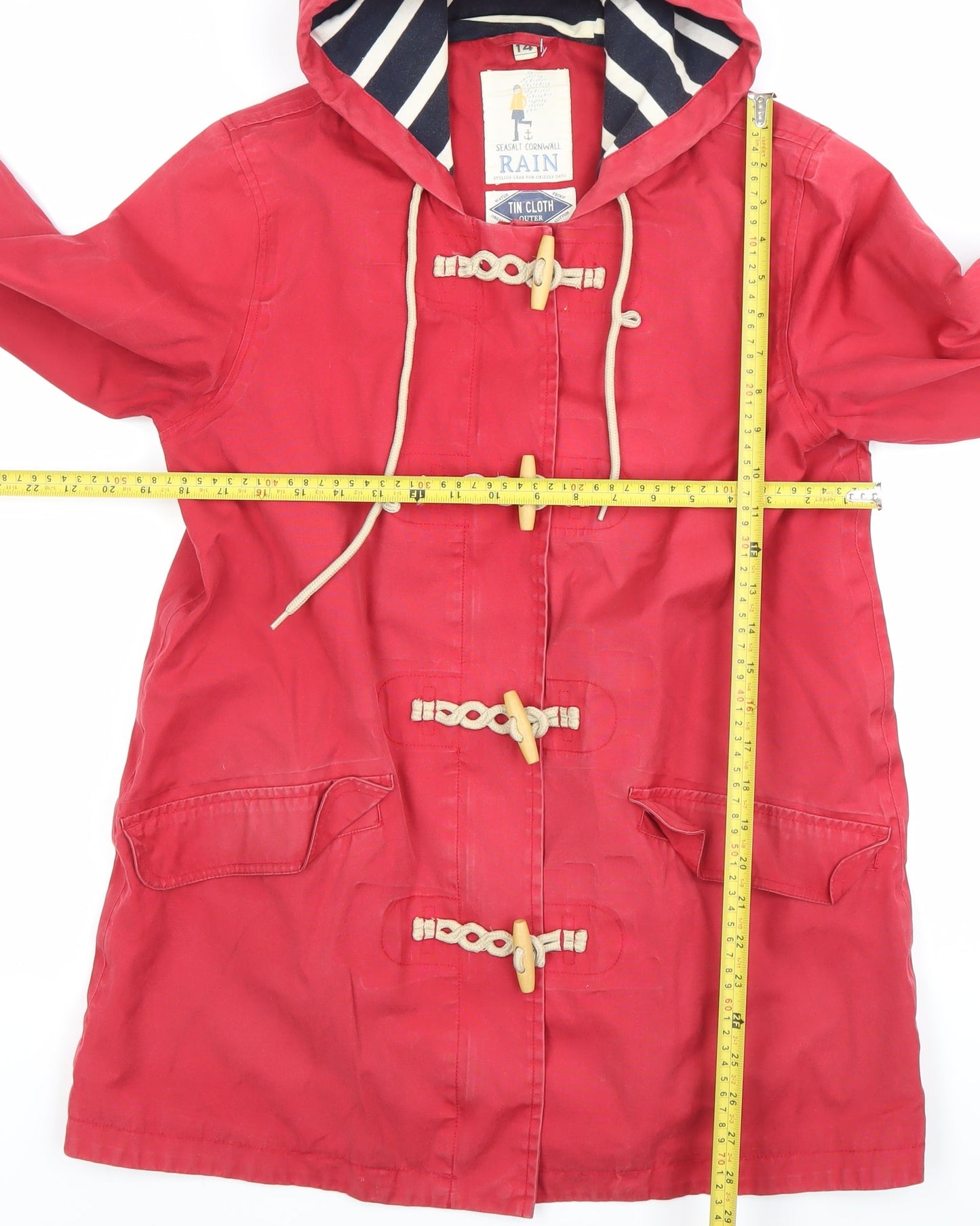 Seasalt Cornwall Women’s Red Waterproof Rain Coat Size 14 Hooded
