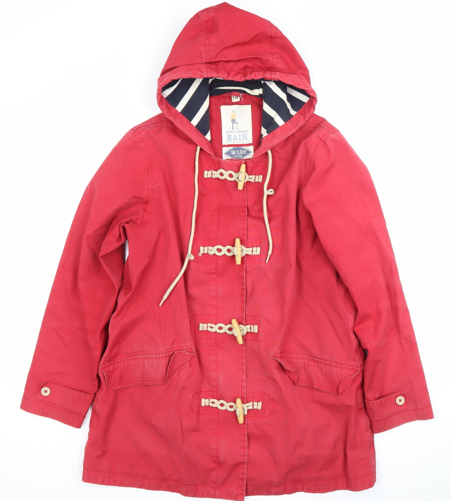 Seasalt Cornwall Women’s Red Waterproof Rain Coat Size 14 Hooded