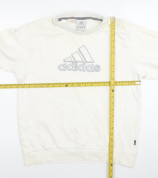 Adidas Men’s White Pullover Sweatshirt L Logo Crew Neck Sportswear