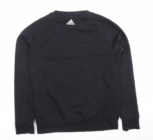 Adidas Womens Black Pullover Sweatshirt Size 12 Logo Sports Top